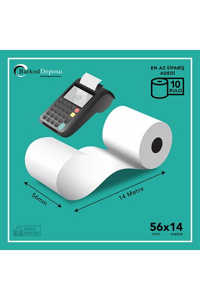 KARPİN Thermal 56x14 Cash Register Pos Roll - 30 Rolls