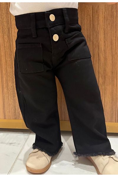 minny max Girl's Black Wide Leg Jeans Denim Trousers