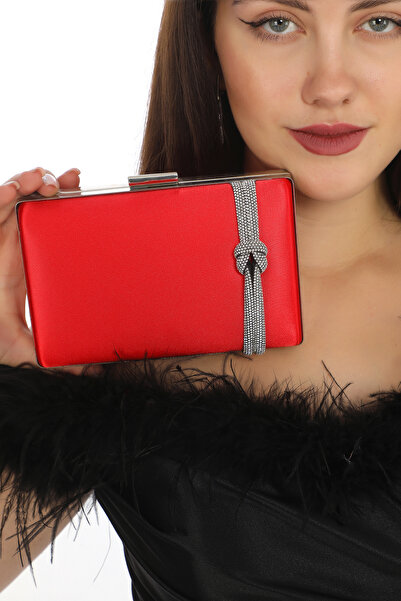 womenacs Crvena satenska tkanina Sa kamenčićima večernja haljina sa dodacima ...