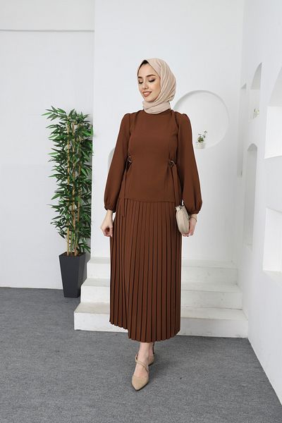 hacer ayaydın Πλισέ Φούστα Μπλούζα Hijab Σετ τοπ και κάτω