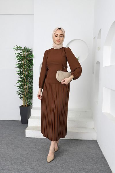 hacer ayaydın Πλισέ Φούστα Μπλούζα Hijab Σετ τοπ και κάτω