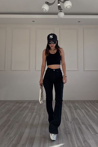 Geppetto High Waist Flare Pants - Full Length Stretch Black Jeans
