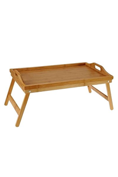 İLİVA Foldable Standing Bamboo Tray - Enjoyment Tray - Bed Seat Coffee Table Tray