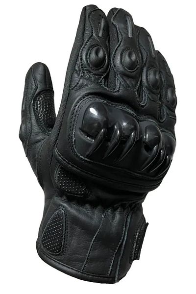 VENOM VN-9021 Genuine Leather Black Biker Gloves with Joint Protection