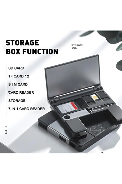 Coverzone Çok İşlevli 7in1 Otg Usb Kart Okuyucu USB C Adaptörü TF SD Sim Kart Pin Saklama Kutusu için ZR592