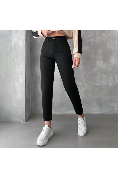 Geppetto Benjamin Andrea Pantaloni negri din lycra Mom Jean