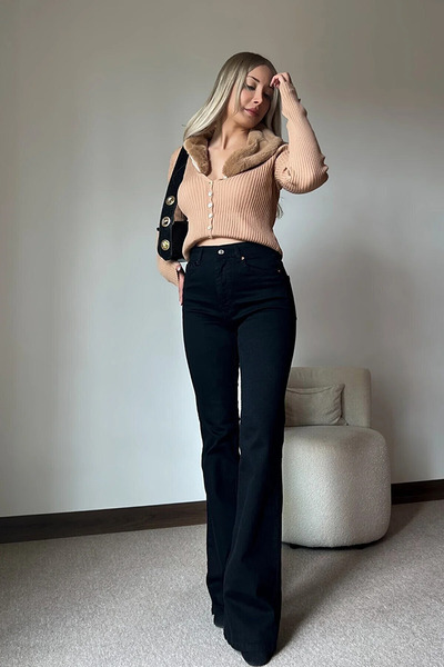 Ramrod Kösem Kadın Likralı İspanyol Paça Kot Pantolon, Esnek Kumaş Jeans