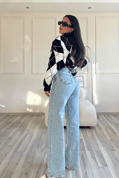 Geppetto Széles lábú Snow Wash Laza Lycra Staright Jean