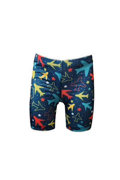 İYİBU Pantaloni scurți de mare Lycra pentru băiat cu model de avion