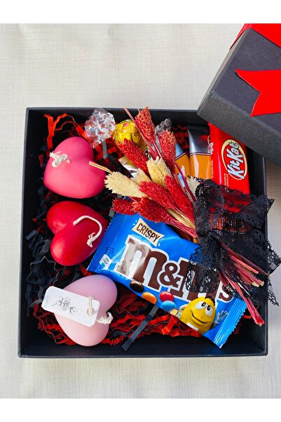 omi and chic 14 Şubat Sevgililer Günü Hediyesi / Kutuda Mutluluk kalpli mum