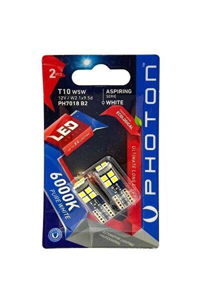 Photon T10 W5w 12v 12 Led Dipsiz Park Ampulu Beyaz Aspırıng Serıe (2'Lİ BLISTER)