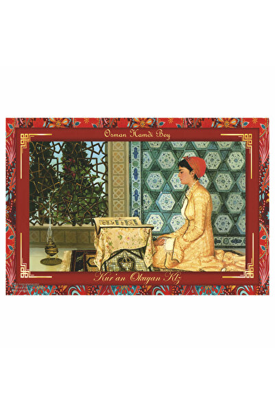 Hayat Poster osman hamdi bey kur'an okuyan kız tablosu otantik çerçeve görünü...