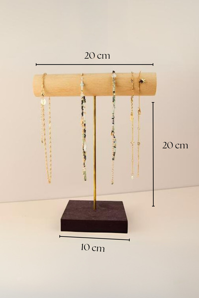 viveres Single Bracelet Jewelry Organizer in Wood and Black Color Decorative Hanger Jewelry Stand Accessory Organizer