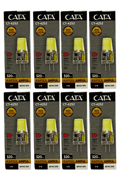 Cata CT-4252 4W 12V 6400K (Beyaz Işık) G4 Duylu Led Kapsül Ampul (8 Adet)