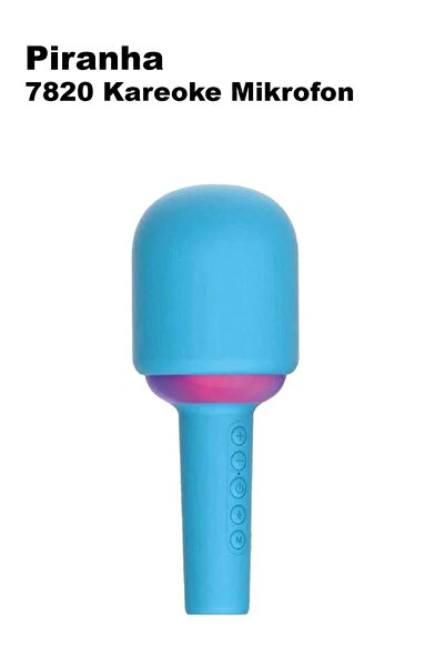 Piranha 7820 Işıklı Bluetooth Kareoke Mikrofon Mavi
