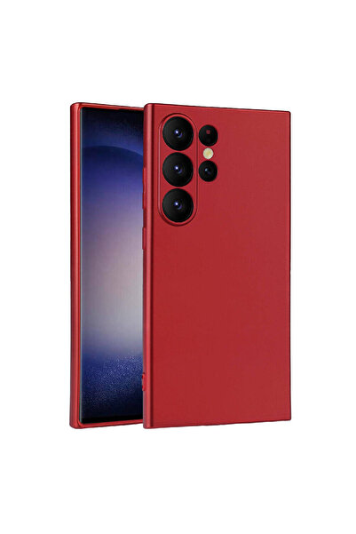 Case 4U Galaxy S24 Ultra Uyumlu Kılıf Kamera Korumalı Klasik Mat Renkli Yumuşak Premier Silikon Kırmızı