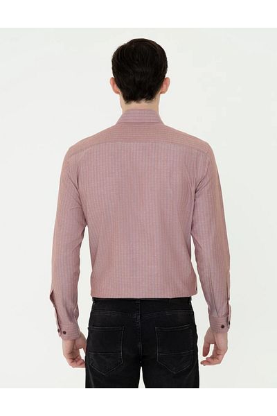 Pierre Cardin Μακρυμάνικο πουκάμισο μπορντό Slim Fit