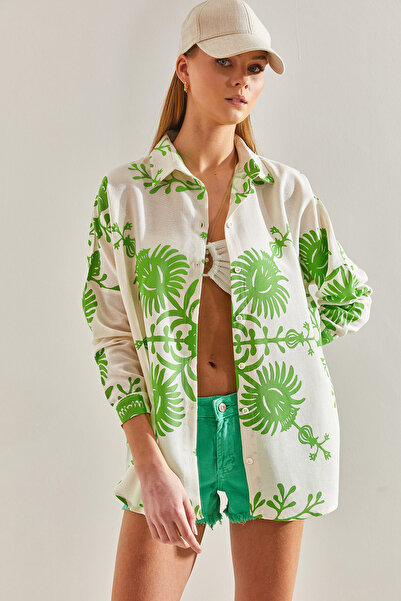 Bianco Lucci Női mintás alkalmi lenvászon ing60101018