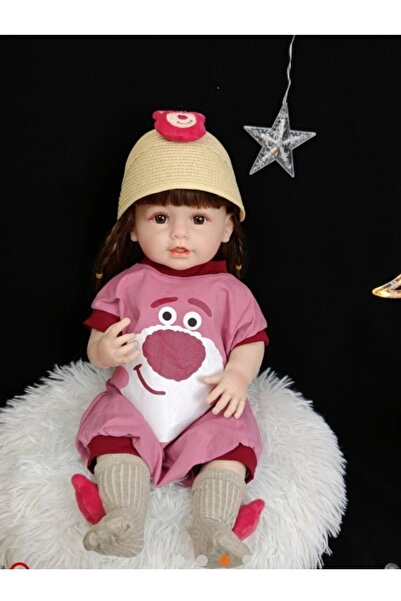 Happy Toys Gerçekçi emaye bebek 55cm simüle bebek kız bebek için elbiseli silikon bebek