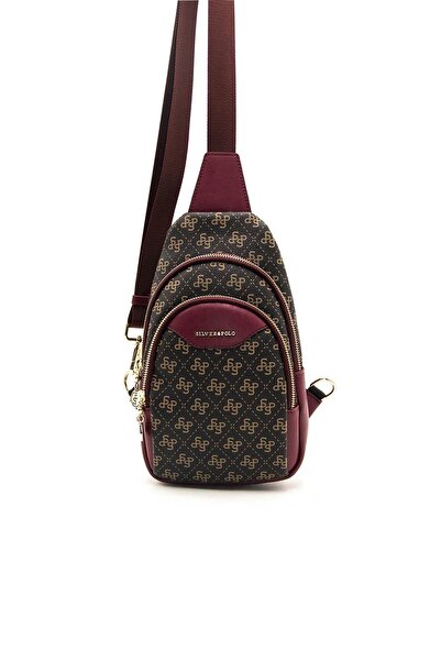Silver Polo Кафе жълто - Бургунди SP959 Дамска чанта за кръста