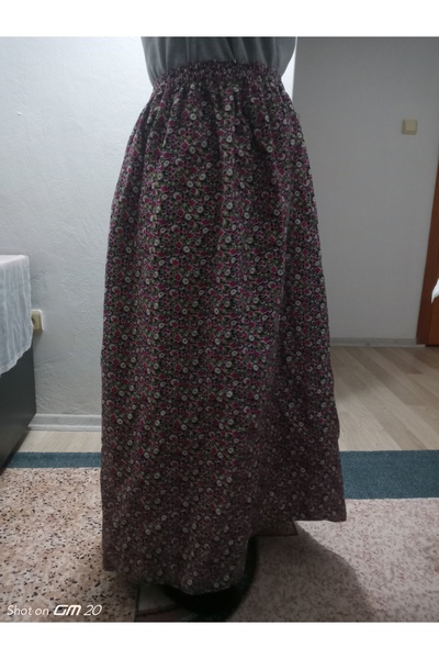 hoaryage Beli Lastikli Çıtır çiçekli Pazen Dividin Maxi Boy Etek