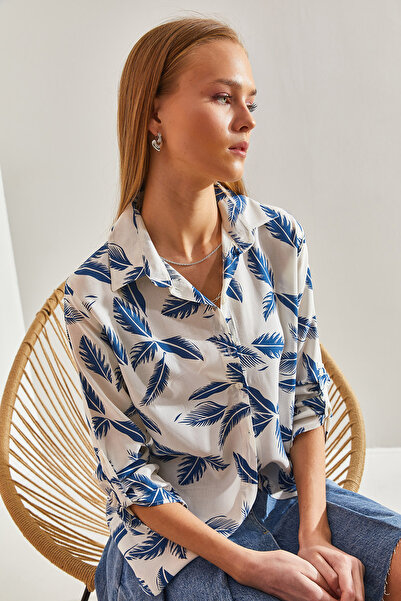 Bianco Lucci Cămașă de damă din viscoză cu mâneci pliate60101031