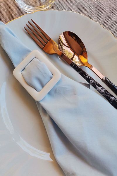 Emtory Home 6 Pieces White Leather Covered Napkin Rings - Napkin Ring