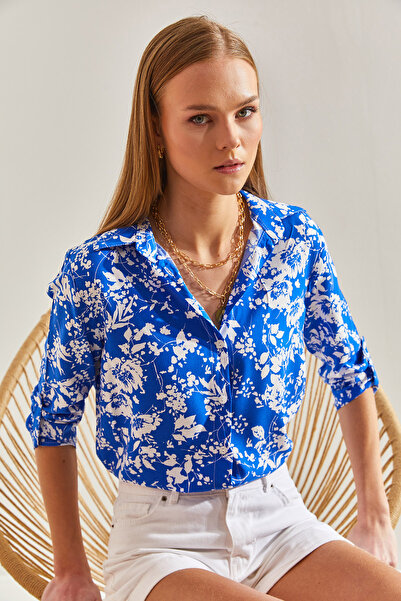 Bianco Lucci Női ujjú hajtogatott mintás viszkóz ing60101030