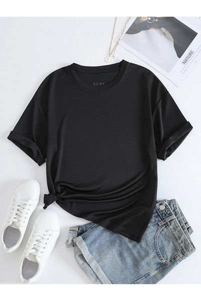 BYMEER tricou unisex oversize negru pentru copii
