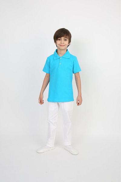 Dıgıl Kids Boy's Suit Lakos White Pantalon Yellow Turquoise Lilac Red Pink Polo Collar
