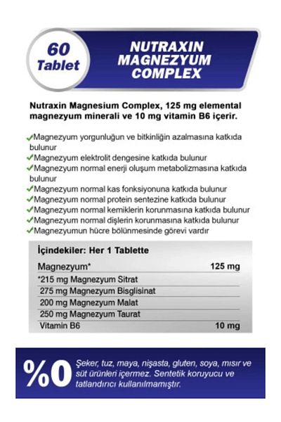 Nutraxin Vitamin B6 and Magnesium Complex - 60 Tablets