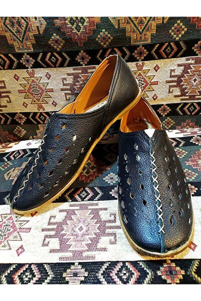 Osmanlı Yemeni Dünyası Yemeni (Sandal), Perforated Model, Leather Yemeni, Black ColorUnisex