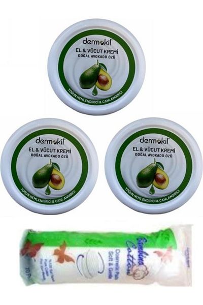 Dermokil Avocado Color Hand Cream - 3x220 ml + Make-up Cotton