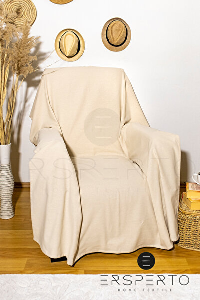 Ersperto غطاء أريكة من القطن والكتان الطبيعي مقاس 120 × 170 سم - لا يغطي المقابض