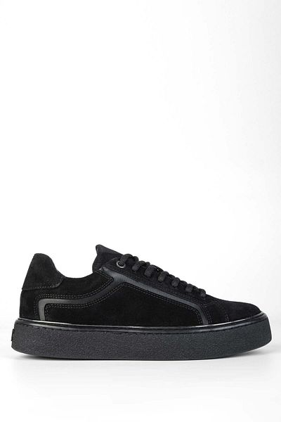 Tamer Tanca Women's Genuine Leather Black Suede Sneakers & Sports Shoes