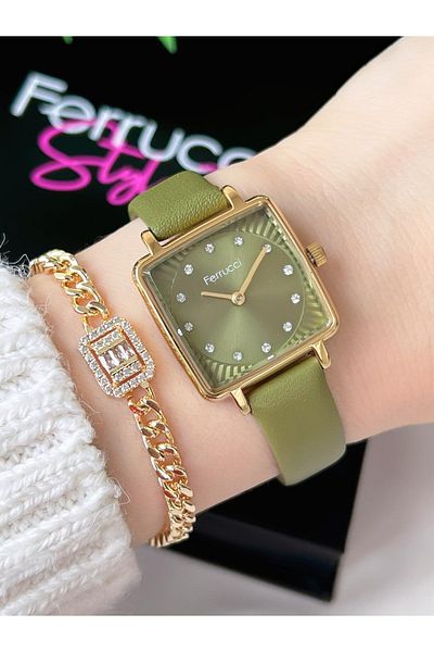 Ferrucci Steel Mesh And Leather Cord Dual Use 3 Atm Waterproof Women's Wristwatch