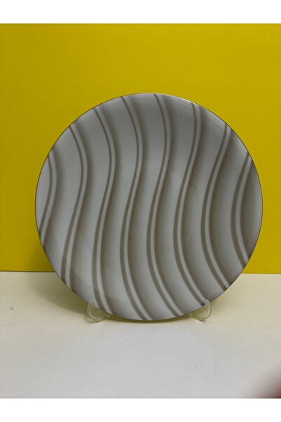 Kütahya Porselen Kenarları Bakır Yaldızlı 3 Farklı Model 27 Cm Servis Tabağı