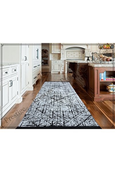 SEYRAN HALI Seyran Halı Roma 421 Gri Siyah - %100 Yün Tuşeli Akrilik Halı Yolluk