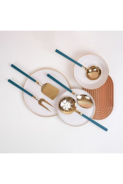 Glore Rio 5-Piece Sauce Serving Set Shiny Gold Green