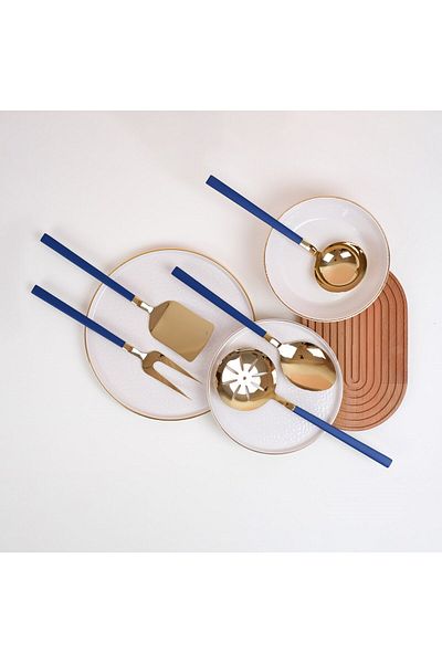 Glore Rio 5-Piece Sauce Serving Set Shiny Gold Blue