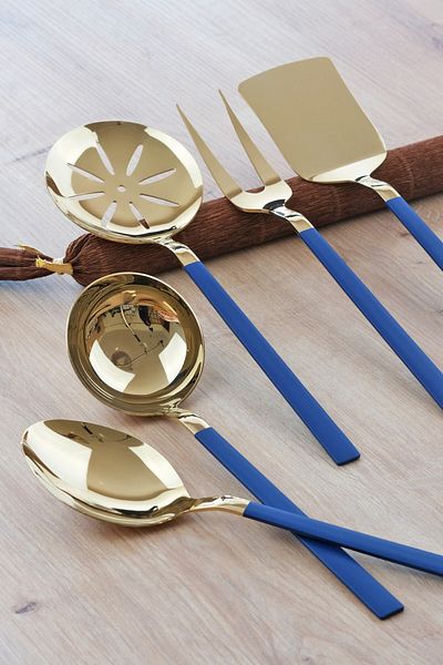 Glore Rio 5-Piece Sauce Serving Set Shiny Gold Blue
