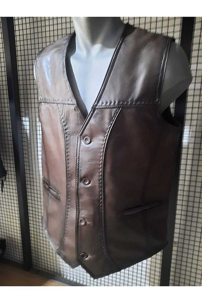 ArdaStilDeri Genuine Leather Biker Chopper Vest