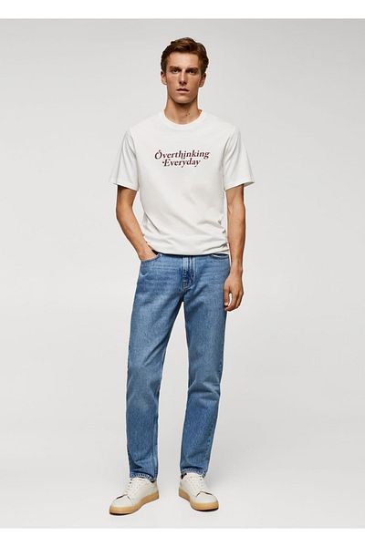 MANGO Man 100% cotton t-shirt with chest print