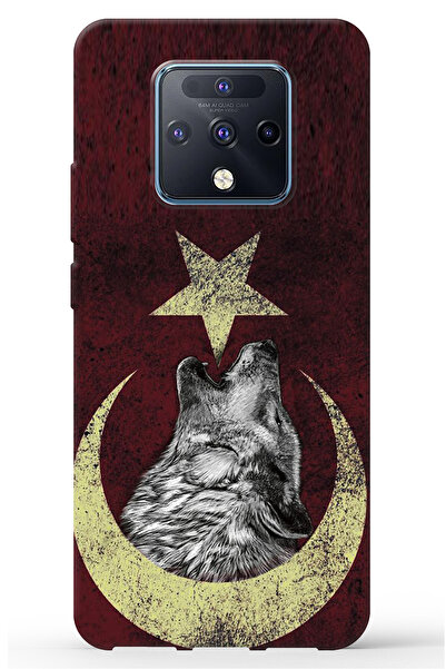 Lopard Tecno Camon 16 Premier Uyumlu Türk Bayrağı ve Kurt Desenli Kılıf