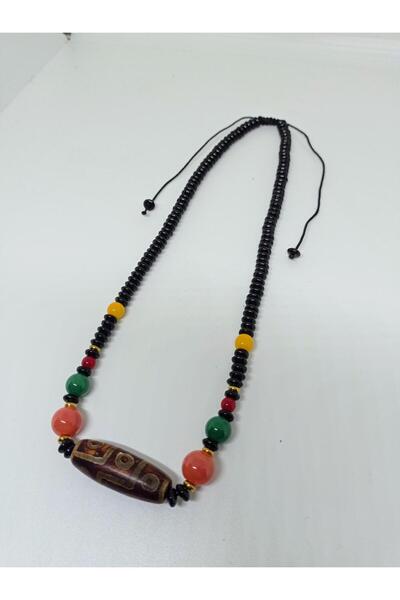 mama india alaçatı Tibetan Agate Beaded Natural Stone Ethnic Authentic Bohemian Necklace