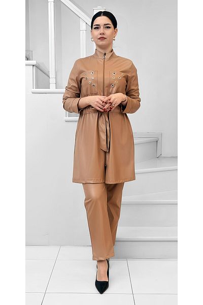 Ecem Kasab Boutique Beige Color Candy Orange Leather Cap - Take Off Selinada