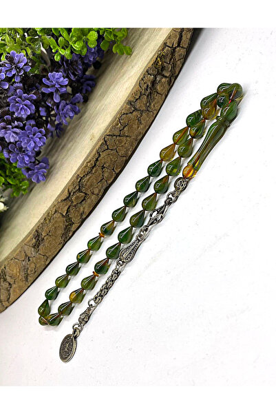 Koleksiyon Sepeti Damla Model Yeşil Hareli Sıkma Kehribar ( 1125 )