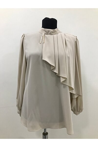 NOMİNAL V Taş Aksesuarlı Bluz