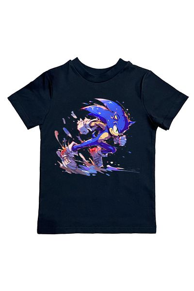Sonic лятна детска тениска с щампа от пениран памук