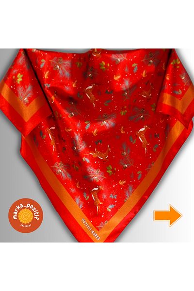 POZİTİF MRK GIFT RED SCARF NEW YEAR DEER PATTERNED